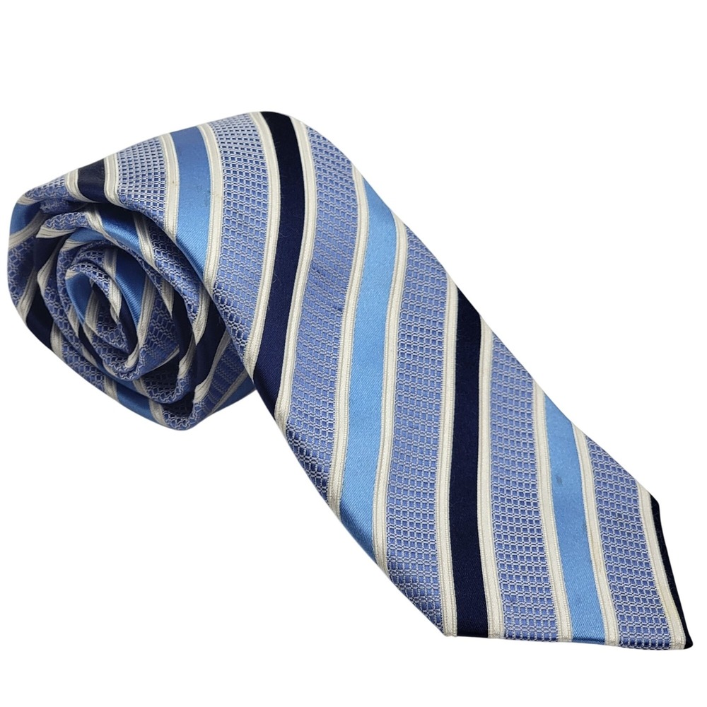 Donald J. Trump Signature Collection 100% Silk Blue & White Striped Necktie